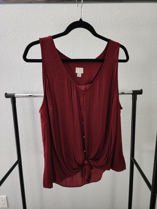 a new day Tops - a new day Burgundy Tie-Front Sleeveless Tank Top